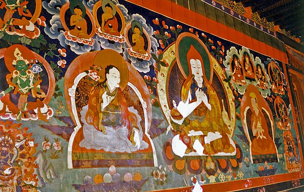 Mural of Atiśa at Ralung Monastery, 1993.