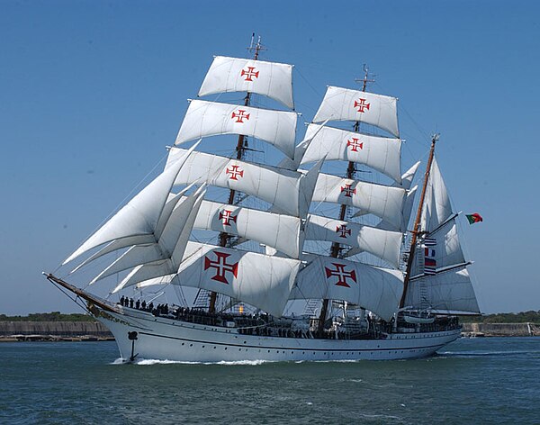 The Portuguese Navy school ship Sagres under full sail