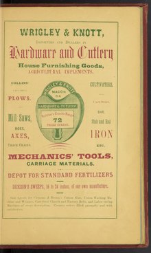 Advertisement for hardware dealers from Neville's Macon Directory and Advertiser for 1869-70 Neville's Macon directory and advertiser for 1869-70 - DPLA - 15e569c907b5abdf142de50ddc26ea2a.pdf