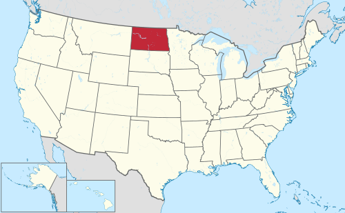 Map of the United States with North Dakota highlighted North Dakota in United States.svg