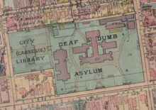 1920 map of the campus; the Main Library is at the left Ohio Institution for the Deaf and Dumb.png