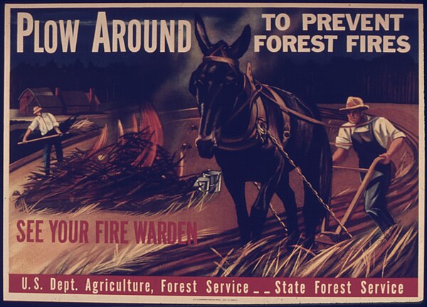 A poster promoting plowing to create a fire break