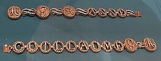Anne, one of a pair of wedding bracelets with names of the bride and groom