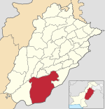 Karte von Pakistan, Position von Distrikt Bahawalpur hervorgehoben