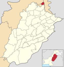 Map of Punjab with Murree Tehsil highlighted