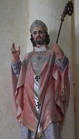 Sculpture of Palladius at the Church of Saint-Palais-de-Phiolin Pallais de Saintes (cropped).JPG