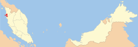 पेनांगचे मलेशिया देशाच्या नकाशातील स्थान
