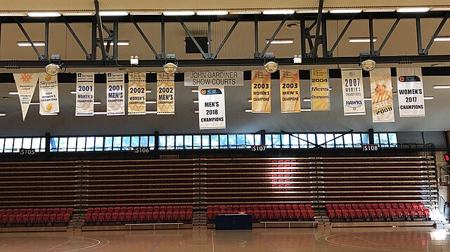 The Hawks' 13 SBL championship banners (June 2019) Perry Lakes Hawks championship banners 2019.jpg