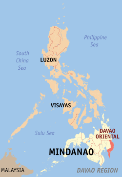 Mapa iti Filipinas a mangipakita ti pakasarakan iti Davao Oriental.
