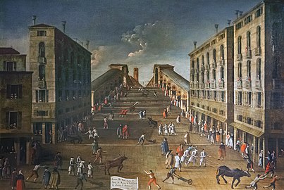 Course de Taureau et de brouette sur le pont du Rialto, Gabriele Bella Pinacoteca Querini Stampalia