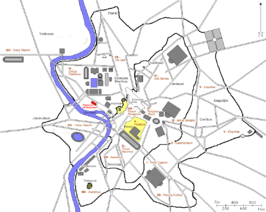 Mogelijke locatie van de Porticus van Octavius (in rood)