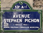Plaque Avenue Stephen Pichon - Paris XIII (FR75) - 2021-06-29 - 1.jpg