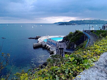 View over Plymouth Sound, showing Tinside Lido