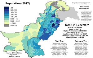 Population of each Pakistani District as of the 2017 Pakistan Census Population by Pakistani District - 2017 Census.svg