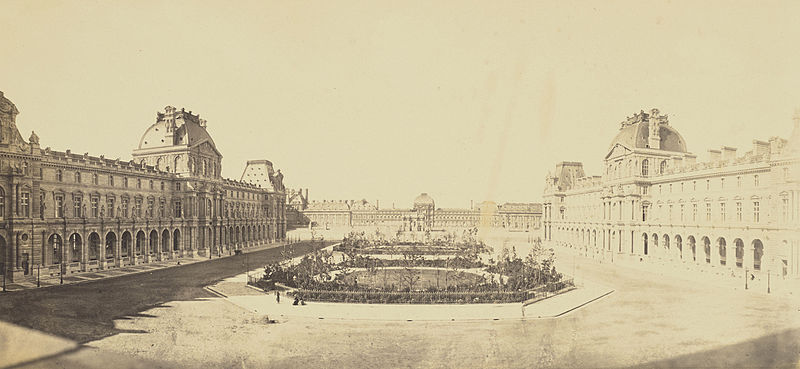 File:Réunion des Tuileries au Louvre 1852–1857 Getty Museum vol1 05 View of the Cour Napoléon toward the Tuileries.jpg