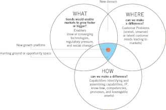 Opportunities for building NGPs lie at the intersection of a company's actual or potential capability set, unmet customer needs, and forces of change in the broader environment. R0605D B.gif