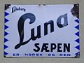 * Nomination Antique advertising sign, reading: "Lilleborg Luna soap is Norwegian and clean." --Peulle 19:13, 27 September 2016 (UTC) * Promotion Good quality. --Hubertl 21:42, 27 September 2016 (UTC)