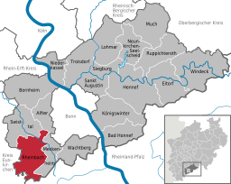 Läget för staden Rheinbach i Rhein-Sieg-Kreis