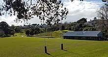 Grey Lynn Park, where the Marist - Newton match was played. Richmond Rovers RL club rooms.jpg