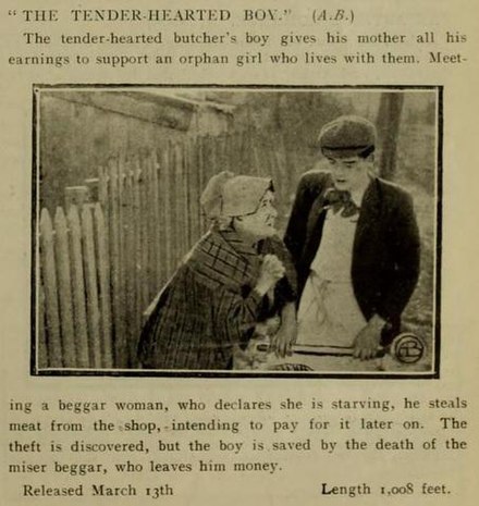 Gertrude Norman and Robert Harron in The Tender Hearted Boy