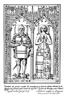 Dalle funéraire de Jehan Sauvage, seigneur de Roissy et de sa femme, dans l'église (1477).