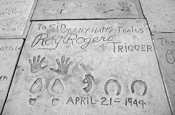 Roy Rogers and Trigger prints on the sidewalk in front of Grauman's Chinese Theatre in Hollywood