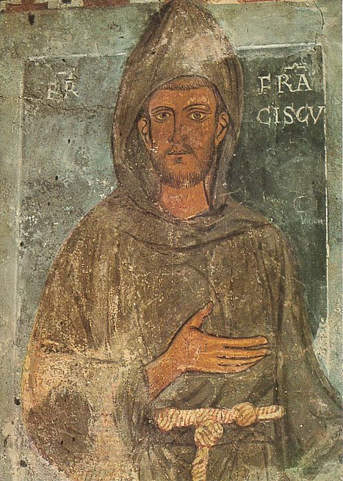 The oldest surviving depiction of St. Francis is a fresco near the entrance of the Benedictine abbey of Subiaco, painted between March 1228 and March 