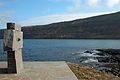 This monument is made in honour of Sigmund Brestisson, Sandvík, Suðuroy