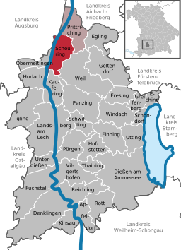 Läget för Scheuring i Landkreis Landsberg am Lech