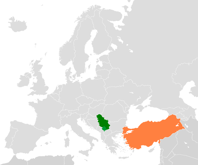 Location map for Serbia and Turkey.