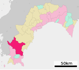 Lokasi Shimanto di Prefektur Kōchi