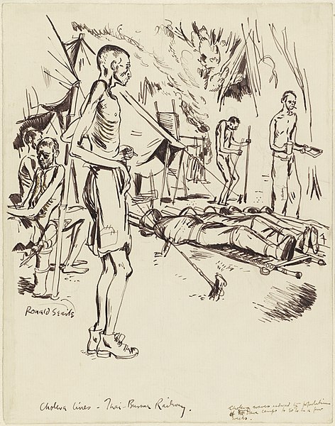 File:Sick and Dying- Cholera Lines - Thai-burma Railway, 1943 Art.IWMART15747103.jpg