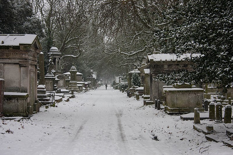 File:Snow in Kensal Green Cemetry-8399501262.jpg