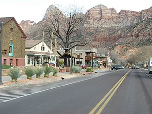 The town of Springdale, Utah, United States, w...