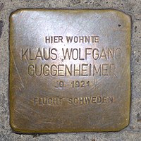 Stumbling block for Klaus Wolfgang Guggenheimer (1921) in Memmingen.jpg