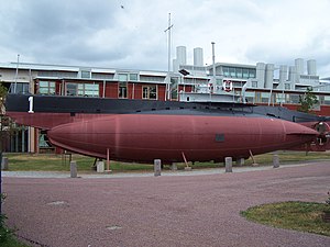 Hajen på Marinmuseum i Karlskrona före inflyttningen i den nya ubåtshallen