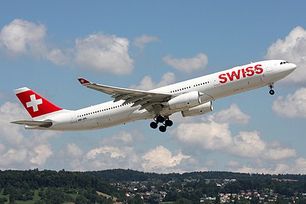 A Swiss Airbus A330-300 in the second livery.