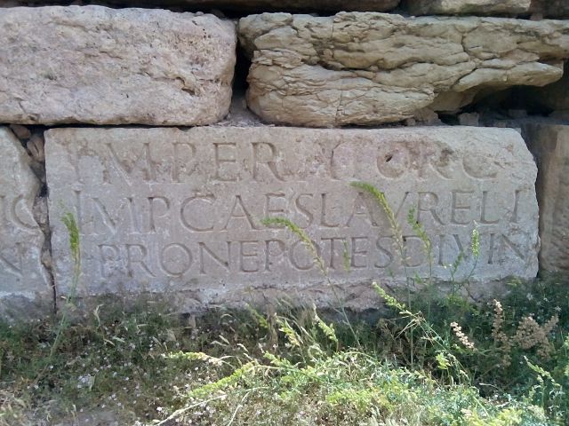 Carving in Diana Veteranorum referring to Lucius Verus as Imperator