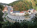 Blick von der Burg Tharandt ins Schloitzbachtal zum Markt