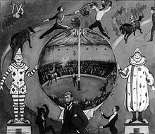 Annie Oakley performing at an amateur circus at Nutley in 1894, to raise funds for the Red Cross The Amateur Circus at Nutley by Peter Newall 1894.jpg