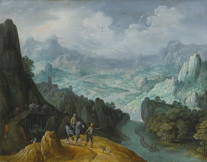 Mountainous River Landscape with Travelers Tobias Verhaecht - Mountainous river landscape with travelers.jpg