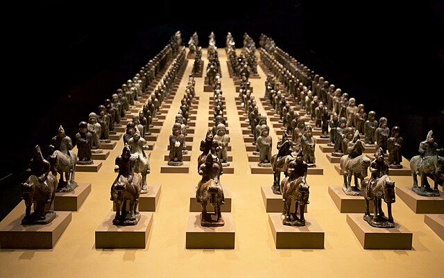 Army of Northern Wei terracotta soldiers in Xianbei uniform, tomb of Sima Jinlong, 484 CE.