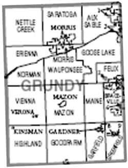 Map of Grundy County, Illinois.