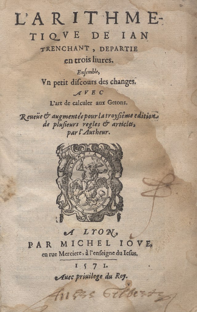 Description de l'image Trenchant - Arithmetique, 1571 - 4739480.tif.