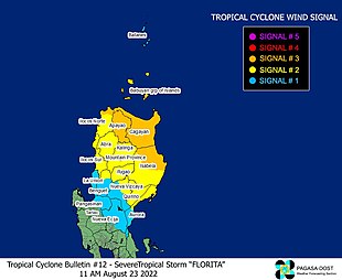 Tropical Cyclone Wind Signals (TCWS) due to Severe Tropical Storm Ma-on (Florita), 11 AM PhST, 23 August 2022.jpg