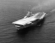 Antietam with her angled deck in 1957