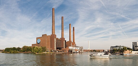 Volkswagen cogeneration plant in Wolfsburg, Germany, built in 1938 as part of the main Volkswagen factory