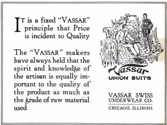 1920 advertisement for Vassar union suits Vassar ad 1920.png