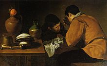 Two men sitting at the table, Diego Velazquez, c. 1618 Velazquez-2homes.jpg