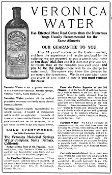 Veronica Water advertisement in Sunspot magazine, March 1916 Veronica Water advertisement March 1916 Sunspot magazine.jpg